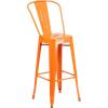 Flash Furniture Commercial Grade 23.75″ Square Orange Metal Indoor-Outdoor Bar Table Set with 2 Stools with Backs(Orange)
