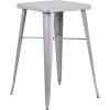 Flash Furniture Commercial Grade 23.75″ Square Orange Metal Indoor-Outdoor Bar Table Set with 2 Stools with Backs(Silver)