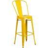 Flash Furniture Commercial Grade 23.75″ Square Orange Metal Indoor-Outdoor Bar Table Set with 2 Stools with Backs(Yellow)