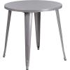 Flash Furniture Commercial Grade 30″ Round Orange Metal Indoor-Outdoor Table Set with 2 Cafe Chairs(Silver)
