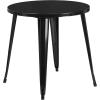 Flash Furniture Dalton Commercial Grade 30″ Round Blue Metal Indoor-Outdoor Table Set with 4 Cafe Chairs(Black)