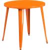 Flash Furniture Dalton Commercial Grade 30″ Round Blue Metal Indoor-Outdoor Table Set with 4 Cafe Chairs(Orange)