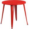 Flash Furniture Dalton Commercial Grade 30″ Round Blue Metal Indoor-Outdoor Table Set with 4 Cafe Chairs(Red)