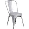 Flash Furniture Dalton Commercial Grade 30″ Round Blue Metal Indoor-Outdoor Table Set with 4 Cafe Chairs(Silver)