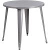 Flash Furniture Dalton Commercial Grade 30″ Round Blue Metal Indoor-Outdoor Table Set with 4 Cafe Chairs(Silver)