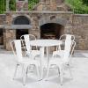 Flash Furniture Dalton Commercial Grade 30″ Round Blue Metal Indoor-Outdoor Table Set with 4 Cafe Chairs(White)