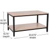 Flash Furniture Finley 2-Tier Rectangular Coffee Table – Modern Engineered Driftwood Finish Top – Black Steel Tube Frame – Lower Shelf