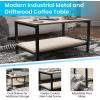 Flash Furniture Finley 2-Tier Rectangular Coffee Table – Modern Engineered Driftwood Finish Top – Black Steel Tube Frame – Lower Shelf