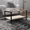 Flash Furniture Finley 2-Tier Rectangular Coffee Table – Modern Engineered Driftwood Finish Top – Black Steel Tube Frame – Lower Shelf
