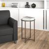 Flash Furniture Greenwich Collection End Table – Modern Clear Glass End Table – Crisscross Matte Black Frame(Clear/Brushed Gold)