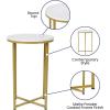 Flash Furniture Hampstead Collection End Table – Modern White Marble Finish End Table – Crisscross Brushed Gold Frame