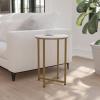 Flash Furniture Hampstead Collection End Table – Modern White Marble Finish End Table – Crisscross Brushed Gold Frame