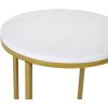 Flash Furniture Hampstead Collection End Table – Modern White Marble Finish End Table – Crisscross Brushed Gold Frame