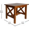 Flash Furniture Jasper Farmhouse Solid Wood End Table, Rustic End Side Table, X-Frame Design, for Living Room, Bedroom, Home Office, 19.75″ H, Acacia Gray/Rustic White(Walnut)