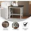 Flash Furniture Jasper Farmhouse Solid Wood End Table, Rustic End Side Table, X-Frame Design, for Living Room, Bedroom, Home Office, 19.75″ H, Acacia Gray/Rustic White(Acacia Gray Top/Rustic White Frame)