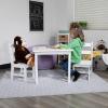 Flash Furniture Kyndl Kids Solid Hardwood Table and Chair Set for Playroom, Bedroom, Kitchen – 3 Piece Set – White