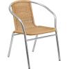 Flash Furniture Lila 23.5” Square Aluminum Indoor-Outdoor Table Set with 2 Dark Brown Rattan Chairs(Beige)