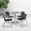 Flash Furniture Lila 27.5” Square Aluminum Indoor-Outdoor Table Set with 4 Dark Brown Rattan Chairs(Black)
