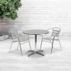 Flash Furniture Lila 31.5” Round Aluminum Indoor-Outdoor Table Set with 2 Slat Back Chairs(0)