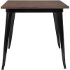 Flash Furniture Toby 31.5″ Square Black Metal Indoor Table with Walnut Rustic Wood Top(Black)