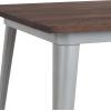 Flash Furniture Toby 31.5″ Square Black Metal Indoor Table with Walnut Rustic Wood Top(Silver)