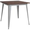 Flash Furniture Toby 31.5″ Square Black Metal Indoor Table with Walnut Rustic Wood Top(Silver)