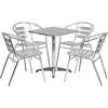 Flash Furniture 23.5” Square Aluminum Indoor-Outdoor Table Set with 4 Slat Back Chairs(23.5”)