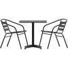 Flash Furniture 27.5” Square Aluminum Indoor-Outdoor Table Set with 2 Slat Back Chairs(Black)