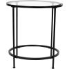 Flash Furniture Astoria Collection Round End Table – Modern Clear Glass End Table – Matte Gold Frame(Clear Top/Matte Black Frame)