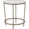 Flash Furniture Astoria Collection Round End Table – Modern Clear Glass End Table – Matte Gold Frame(Clear/Brushed Gold)