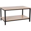 Flash Furniture Finley 2-Tier Rectangular Coffee Table – Modern Engineered Driftwood Finish Top – Black Steel Tube Frame – Lower Shelf