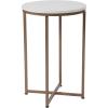 Flash Furniture Hampstead Collection End Table – Modern White Finish End Table – Crisscross Brushed Gold Frame