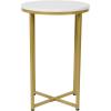 Flash Furniture Hampstead Collection End Table – Modern White Marble Finish End Table – Crisscross Brushed Gold Frame