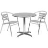Flash Furniture Lila 31.5” Round Aluminum Indoor-Outdoor Table Set with 2 Slat Back Chairs(0)