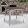Flash Furniture Toby 31.5″ Square Black Metal Indoor Table with Walnut Rustic Wood Top(Silver)