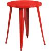 Flash Furniture Webb Commercial Grade 24″ Round Yellow Metal Indoor-Outdoor Table(Red)