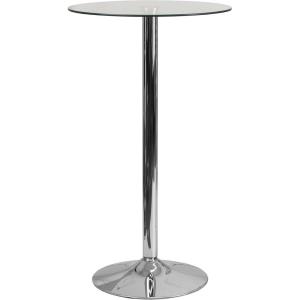 Flash Furniture Fredrick 23.75” Round Glass Table with 41.75”H Chrome Base