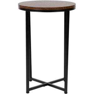 Flash Furniture Hampstead Collection End Table – Modern Walnut Finish End Table – Crisscross Matte Black Frame(Walnut Top/Matte Black Frame)