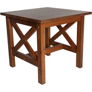 Flash Furniture Jasper Farmhouse Solid Wood End Table, Rustic End Side Table, X-Frame Design, for Living Room, Bedroom, Home Office, 19.75″ H, Acacia Gray/Rustic White(Walnut)
