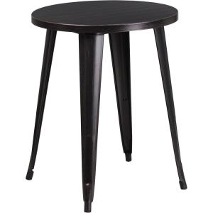 Flash Furniture Webb Commercial Grade 24″ Round Yellow Metal Indoor-Outdoor Table(Black-antique Gold)
