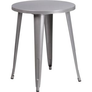 Flash Furniture Webb Commercial Grade 24″ Round Yellow Metal Indoor-Outdoor Table(Silver)