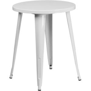 Flash Furniture Webb Commercial Grade 24″ Round Yellow Metal Indoor-Outdoor Table(White)