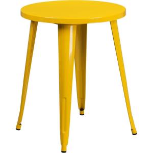 Flash Furniture Webb Commercial Grade 24″ Round Yellow Metal Indoor-Outdoor Table(Yellow)