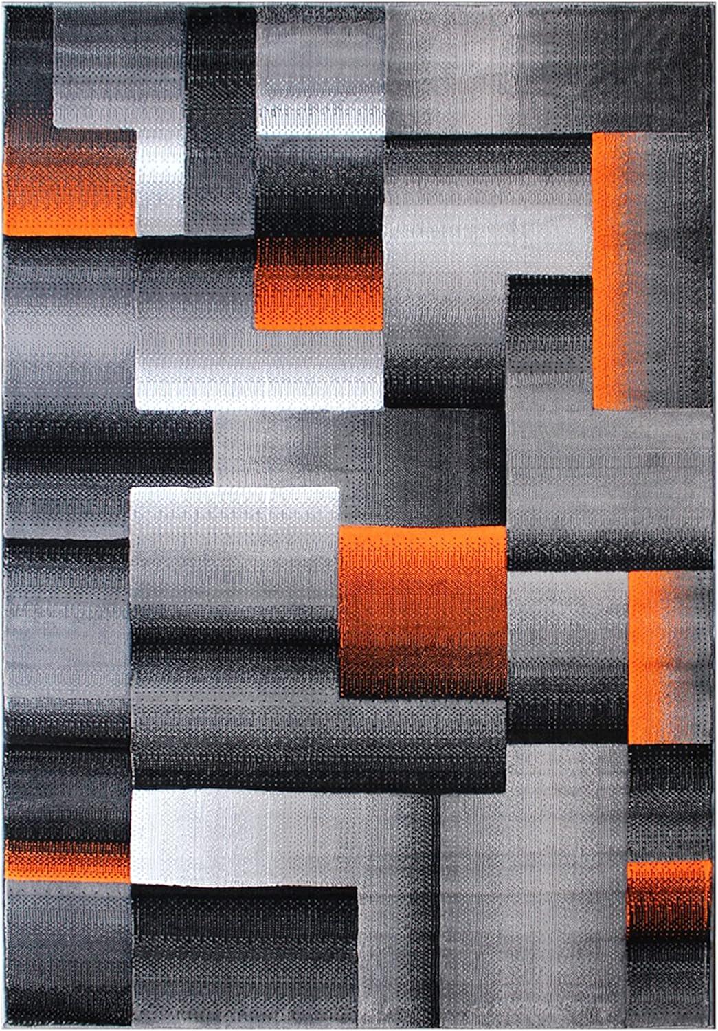 image:imageFlash Furniture Elio Collection Color Blocked Pattern Area Rug High Pile Blue Olefin Rug 8 x 10 Area Rug Jute Backing Hallway Entryway BedroomOrange