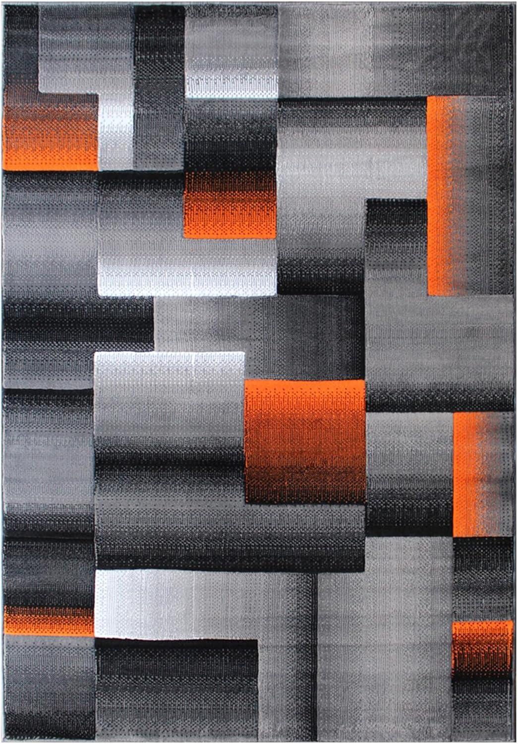 image:imageFlash Furniture Elio Collection Color Blocked Pattern Area Rug High Pile Blue Olefin Rug 8 x 10 Area Rug Jute Backing Hallway Entryway BedroomOrange
