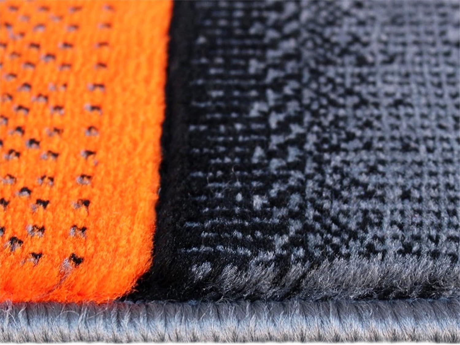 image:imageFlash Furniture Elio Collection Color Blocked Pattern Area Rug High Pile Blue Olefin Rug 8 x 10 Area Rug Jute Backing Hallway Entryway BedroomOrange