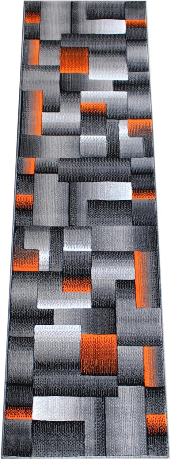 image:imageFlash Furniture Elio Collection Color Blocked Pattern Area Rug High Pile Blue Olefin Rug 8 x 10 Area Rug Jute Backing Hallway Entryway BedroomOrange