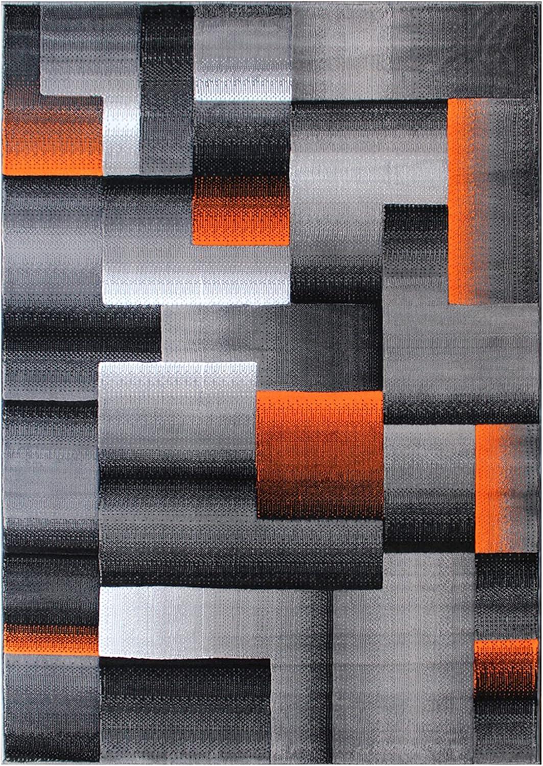 image:imageFlash Furniture Elio Collection Color Blocked Pattern Area Rug High Pile Blue Olefin Rug 8 x 10 Area Rug Jute Backing Hallway Entryway BedroomOrange