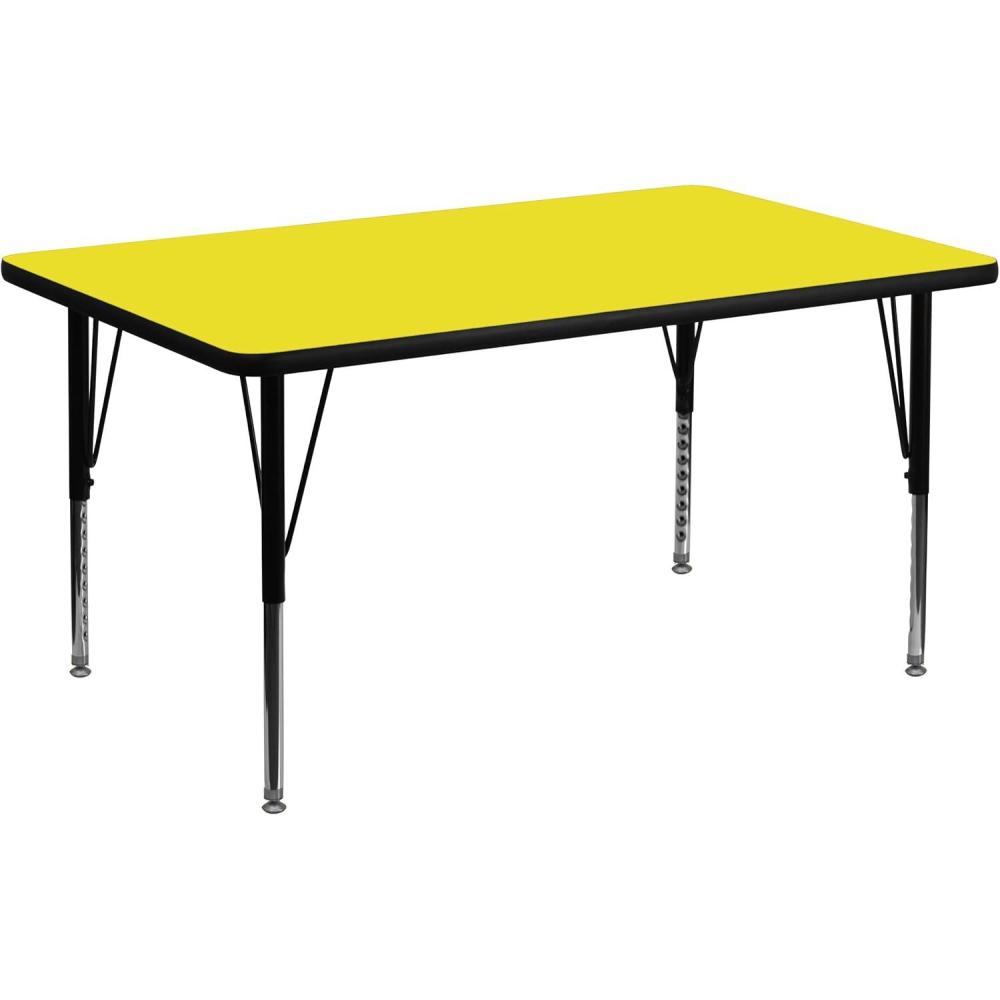 image:imageFlash Furniture Wren 36W x 72L Rectangular Grey HP Laminate Activity Table Height Adjustable Short LegsYellow