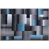 Flash Furniture Elio Collection Color Blocked Pattern Area Rug – High Pile Blue Olefin Rug – 8′ x 10′ Area Rug – Jute Backing – Hallway, Entryway, Bedroom(Blue)